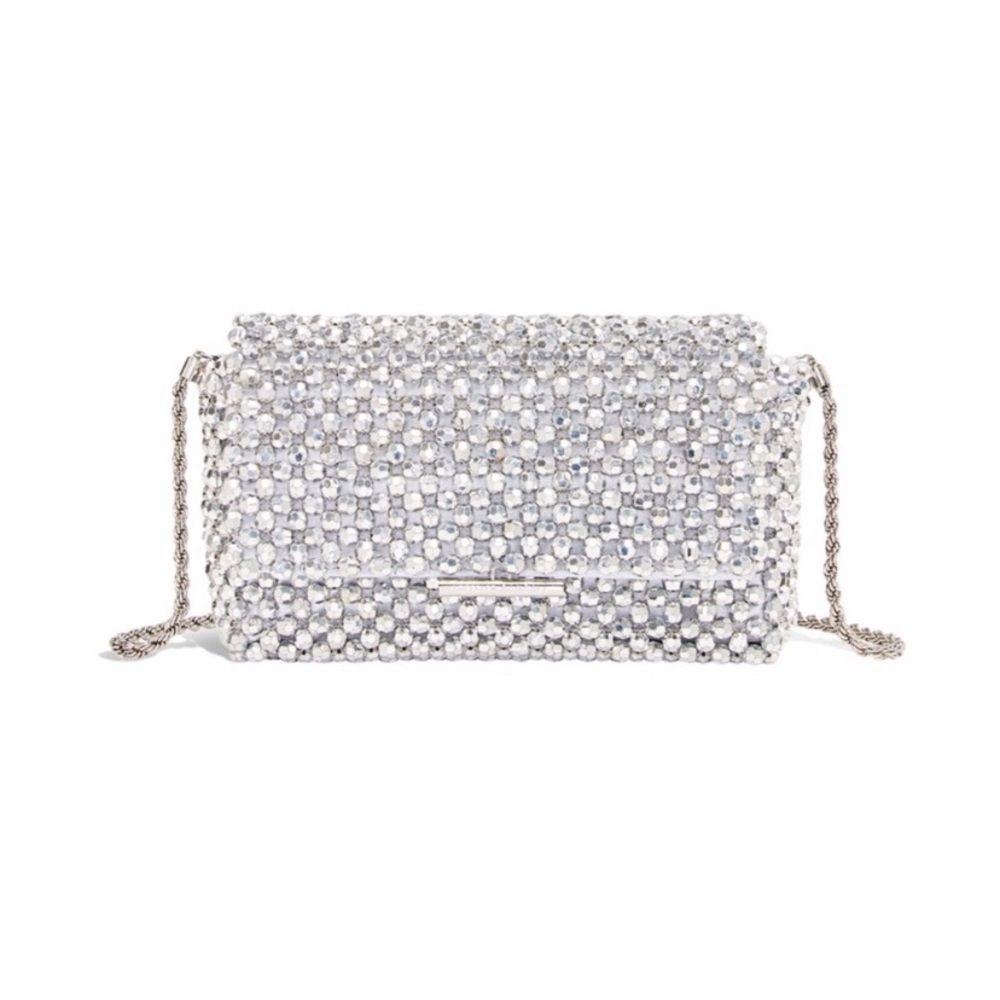 Loeffler Randall Silver Mimi Beaded Clutch